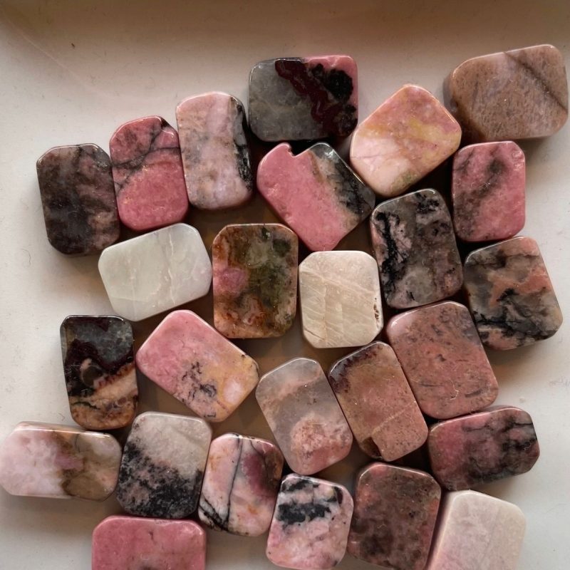 12mm rosa-braun Quader Achatstein Perle