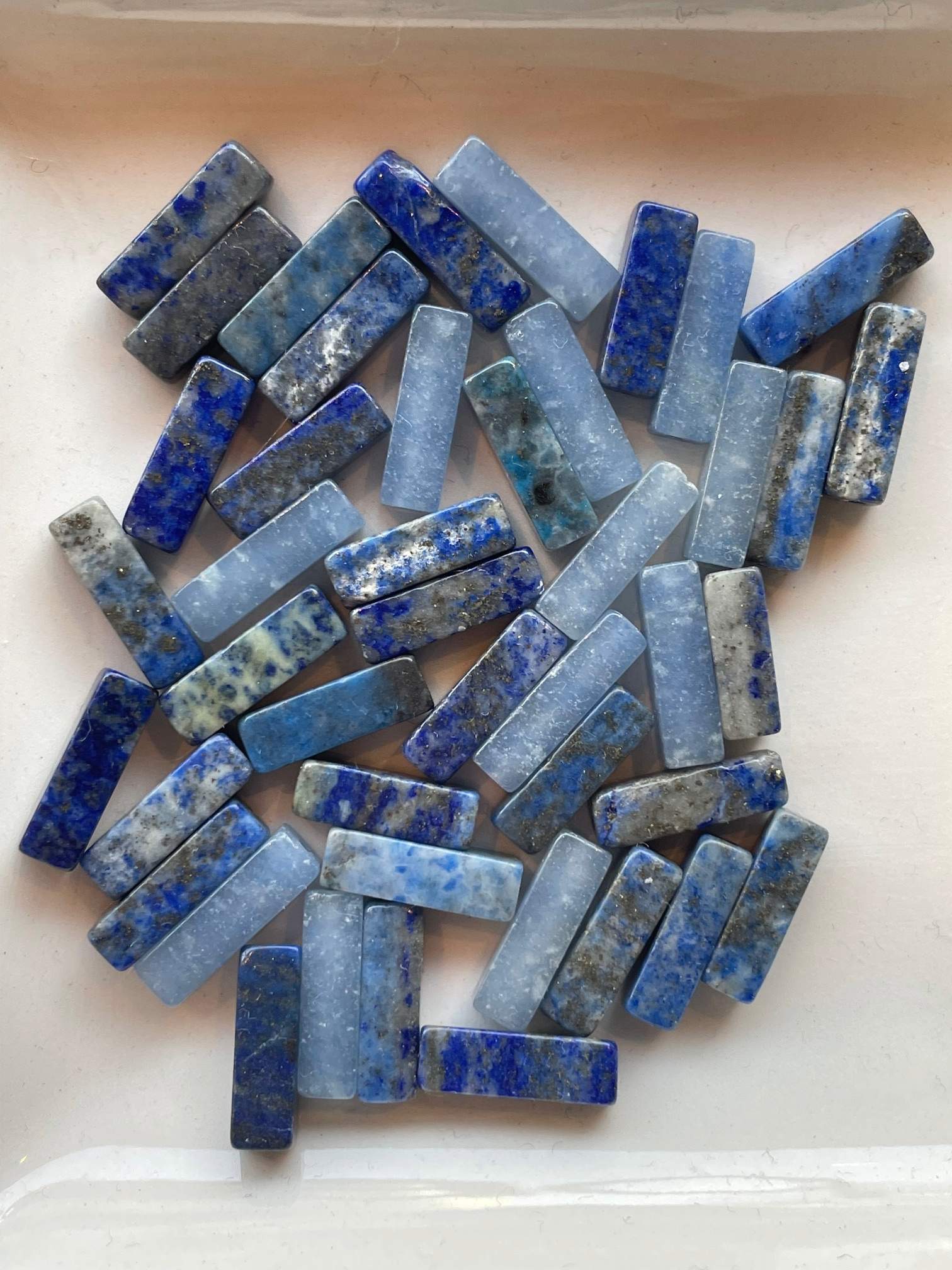 13mm blau rechteckig Stabperle Achatstein