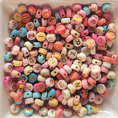 Acryl Perle ABC bunt 6mm