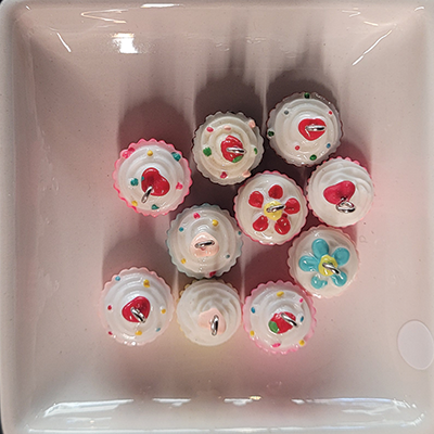 Acryl Anhänger Cupcake bunt 22mm