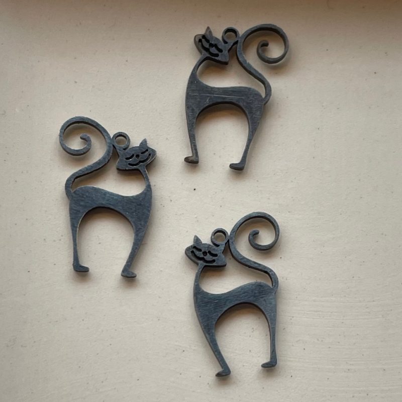 Edelstahl Anhänger Katze silber 17mm