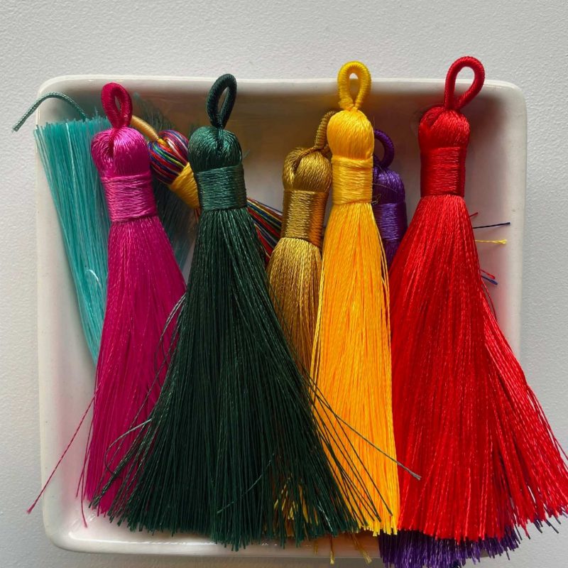 Baumwolle Quaste bunt 80mm