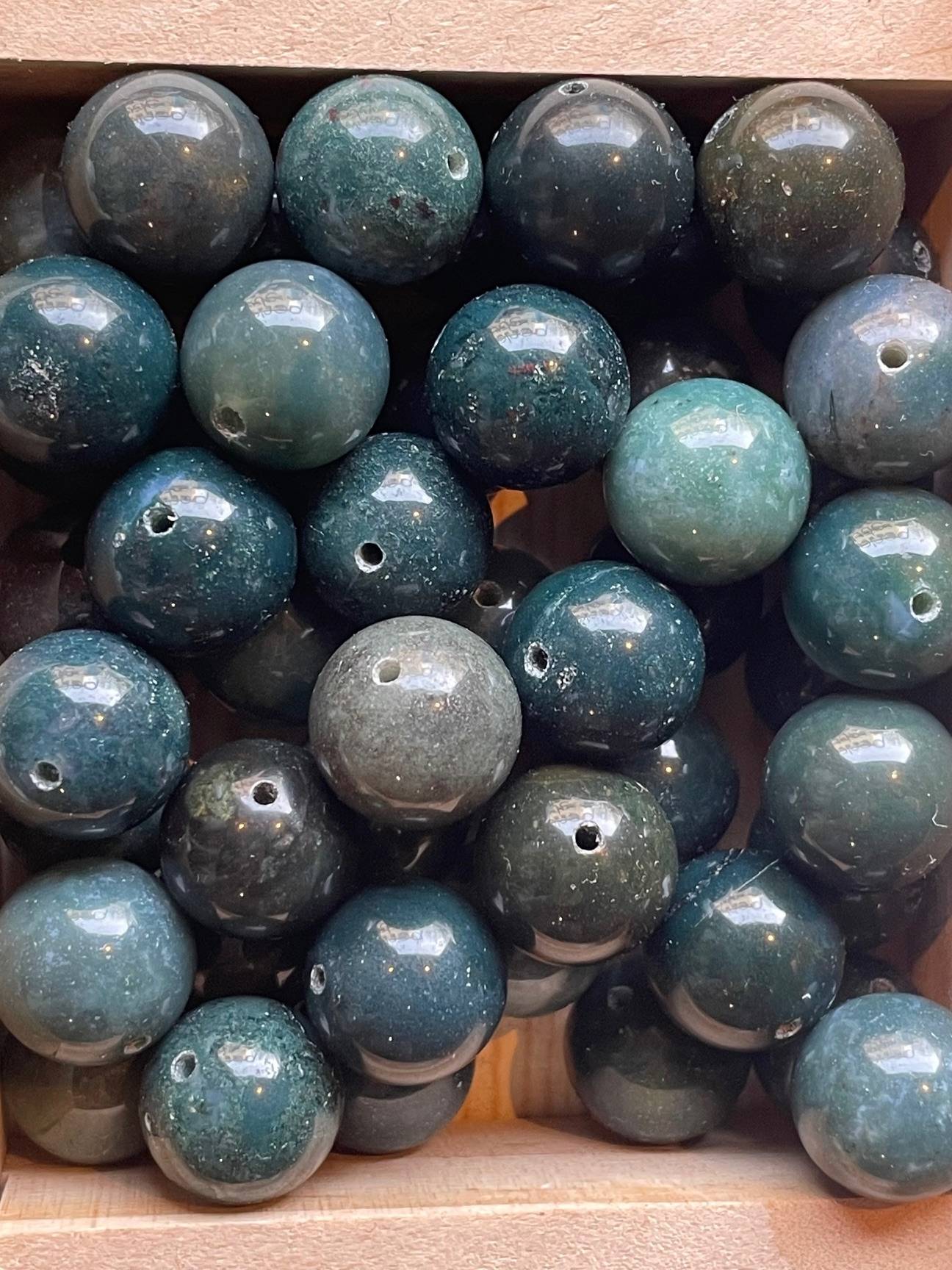 14mm blau-grau Chalzedon Perle