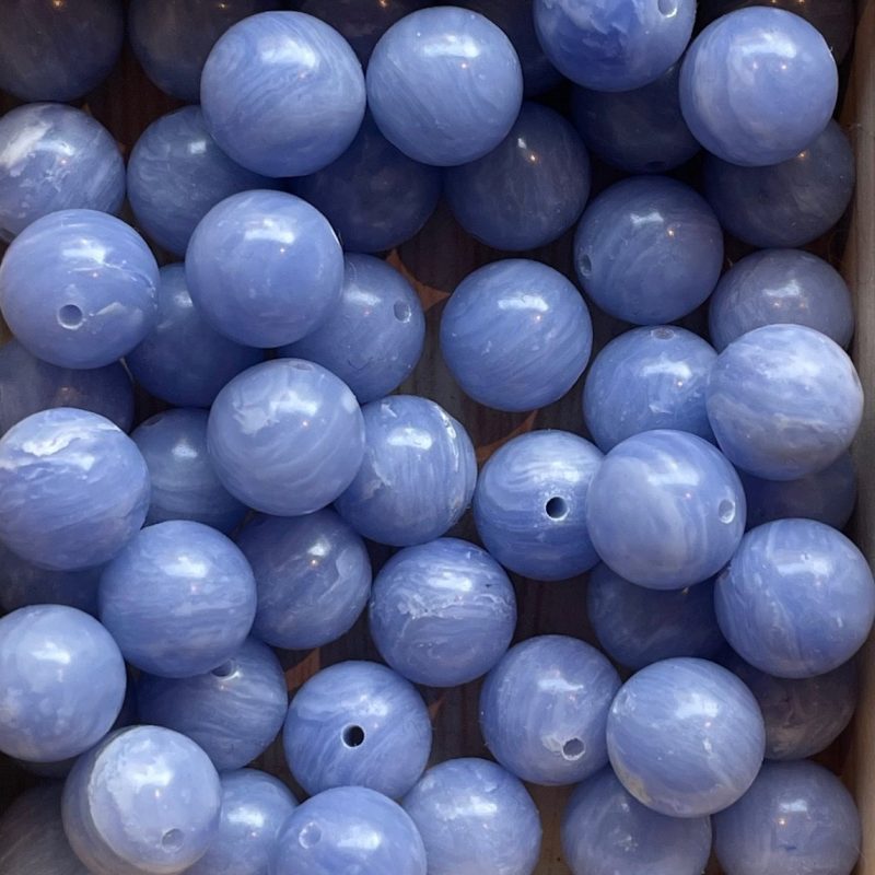 12mm himmelblau Chalzedon Perle