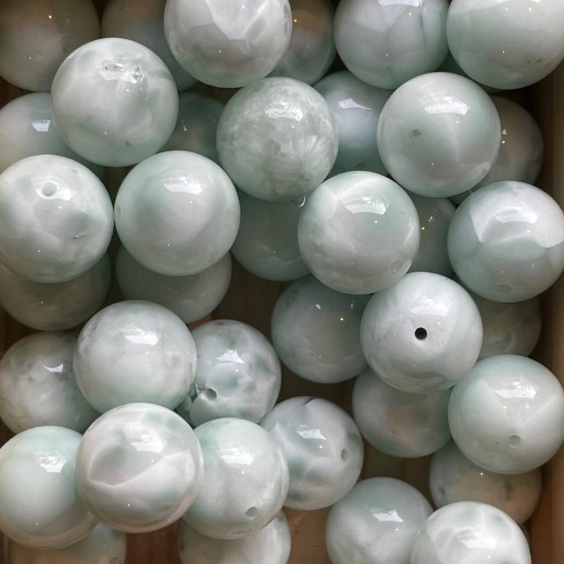 14mm weiß-grün Chalzedon Perle