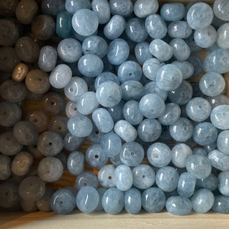 5mm blau flach Achatstein Perle