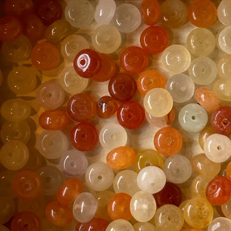 5mm gelb-orange-rot flach Achatstein Perle