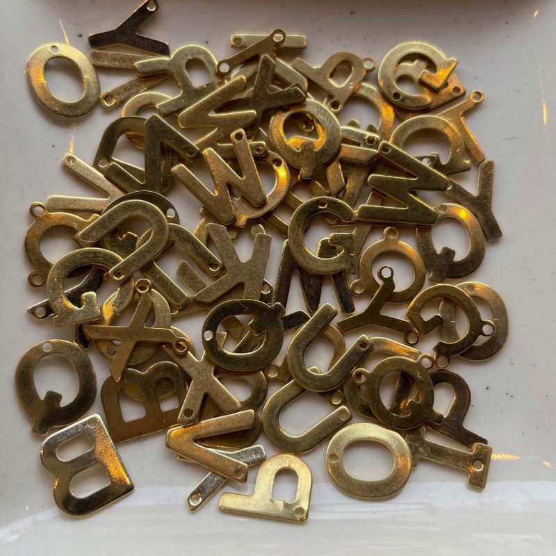 Edelstahl Anhänger ABC gold