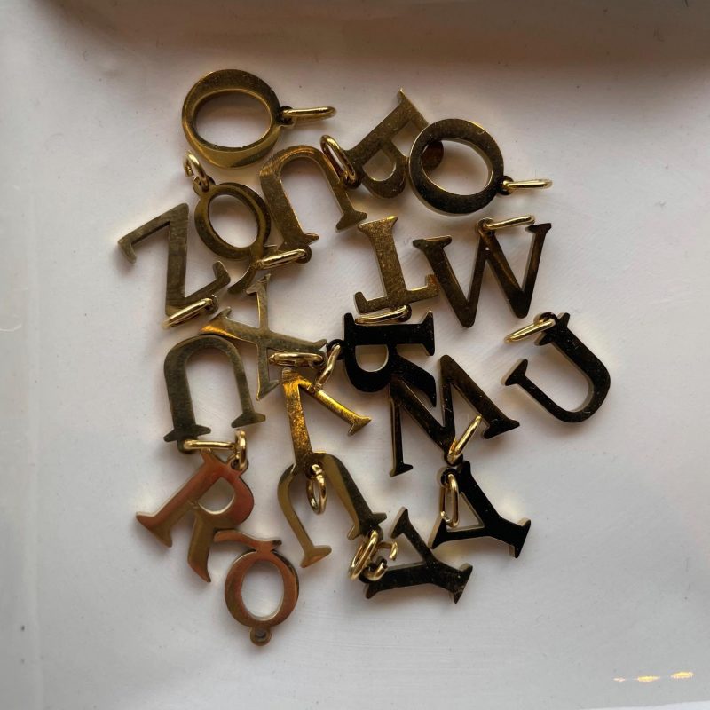 Edelstahl Anhänger ABC gold