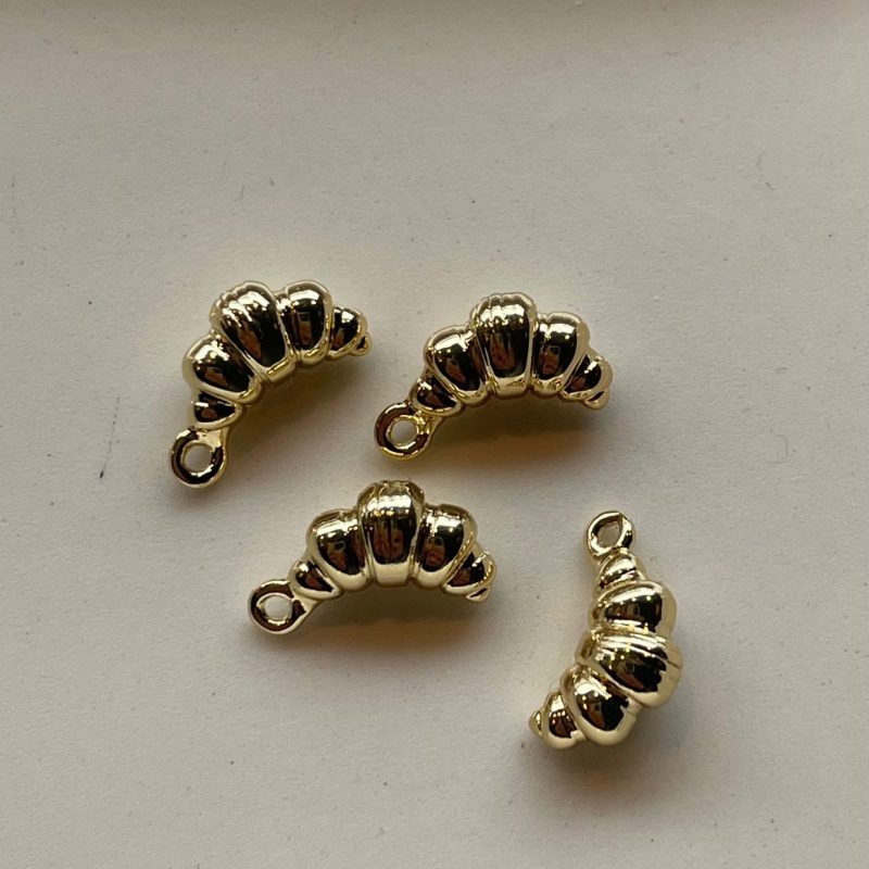 Edelstahl Anhänger Croissant gold 12mm