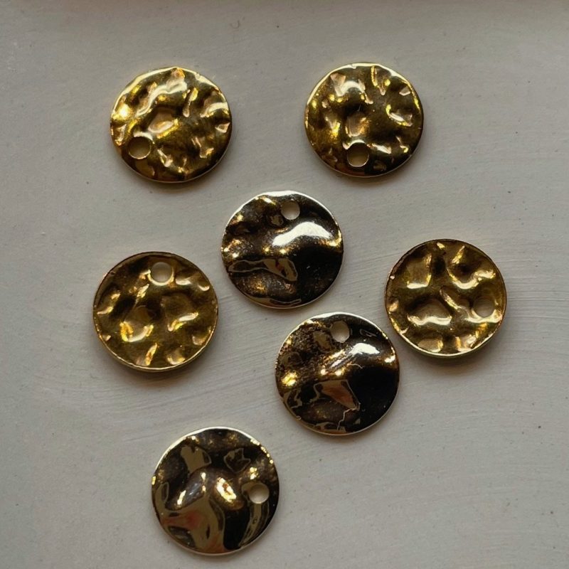 Edelstahl Anhänger Plättchen gold gedellt 12mm