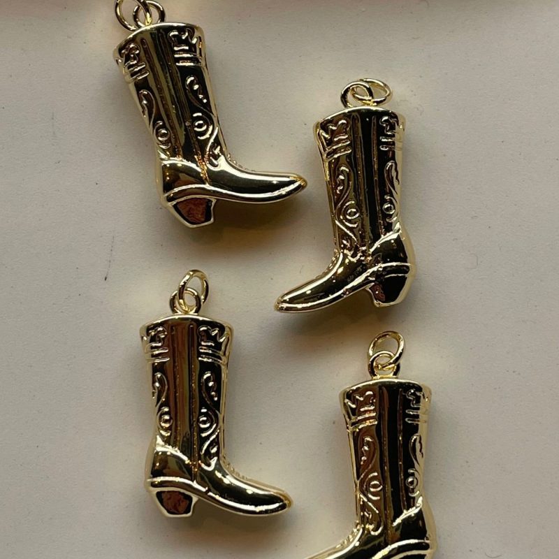 Edelstahl Anhänger Stiefel gold 20mm