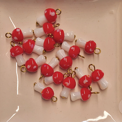 Glas Anhänger Fliegenpilz rot-weiß 18mm