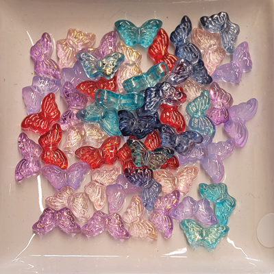 Glas Perle Schmetterling bunt 7mm