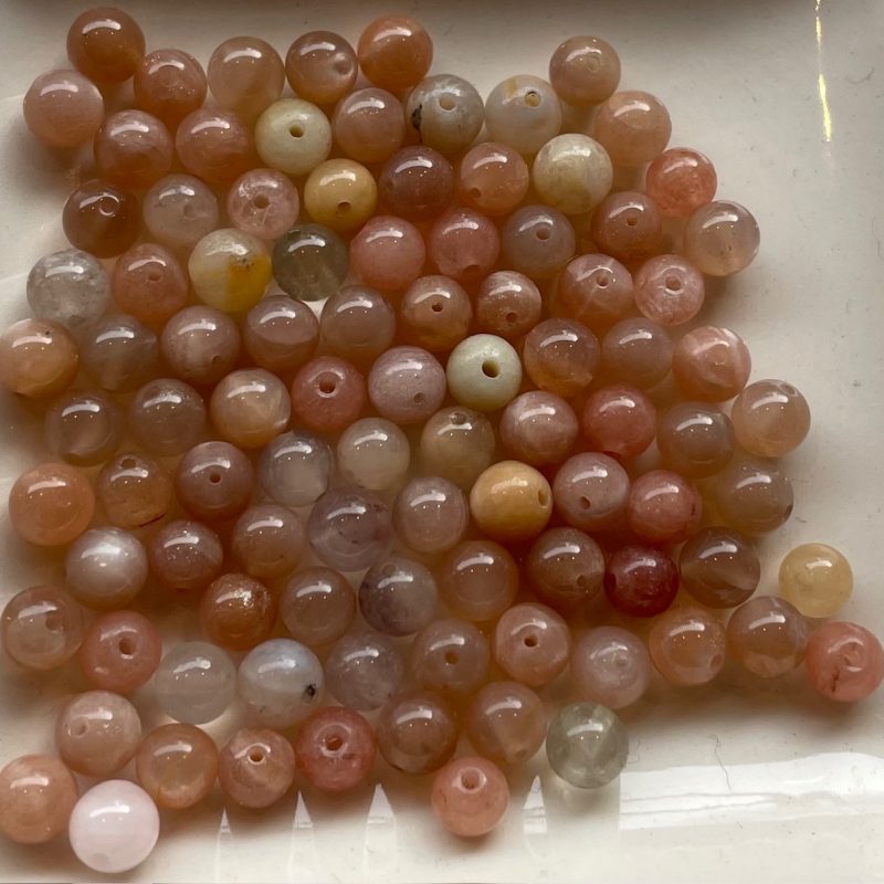 6mm braun-orange Achatstein Perle