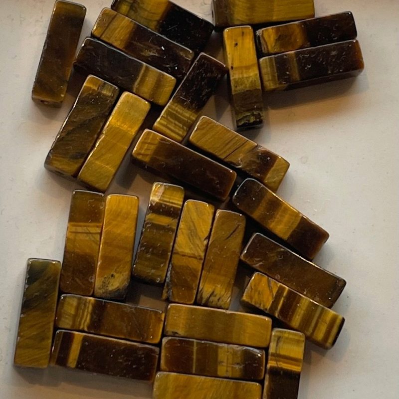 13mm braun rechteckig Stabperle Tigerauge