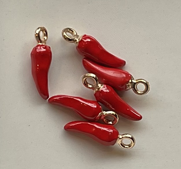 Edelstahl Anhänger Chili rot 18mm