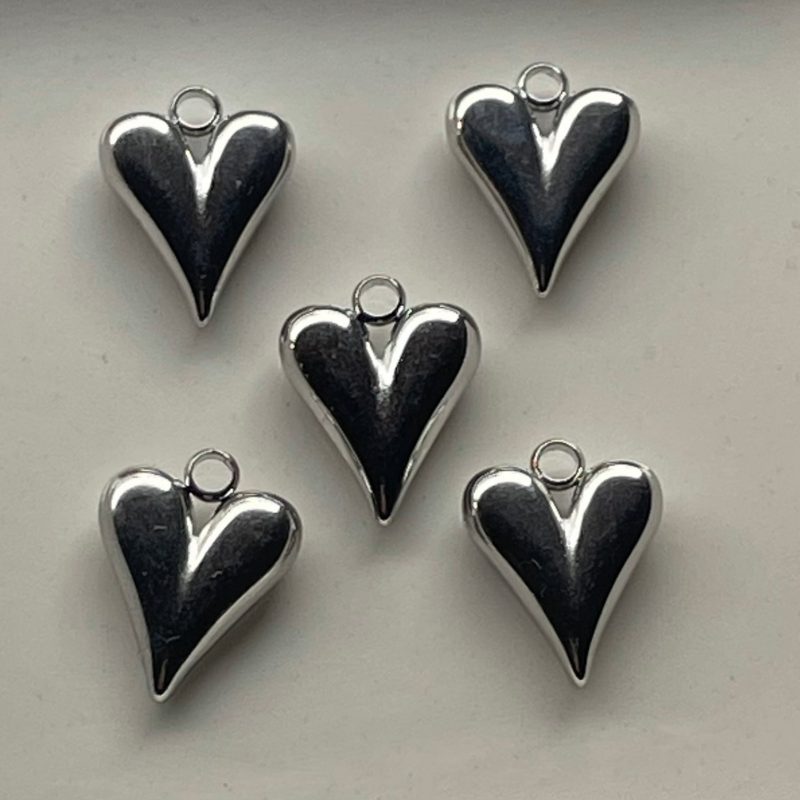 Edelstahl Herz silber 16mm