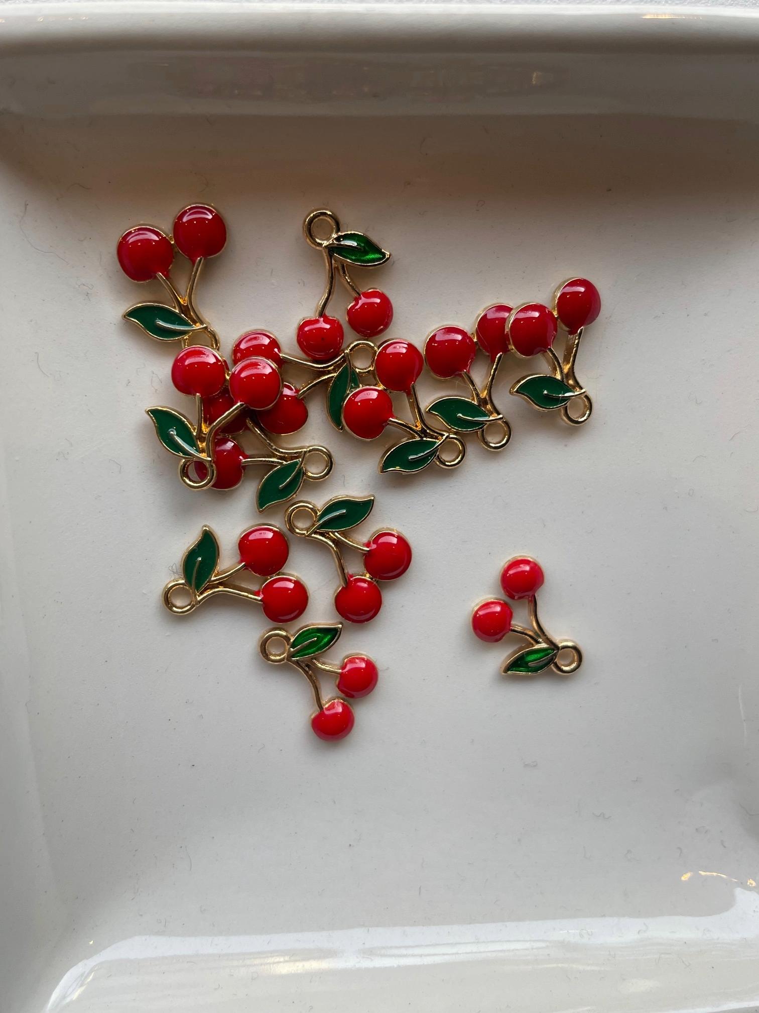 Edelstahl Anhänger Kirsche gold-rot