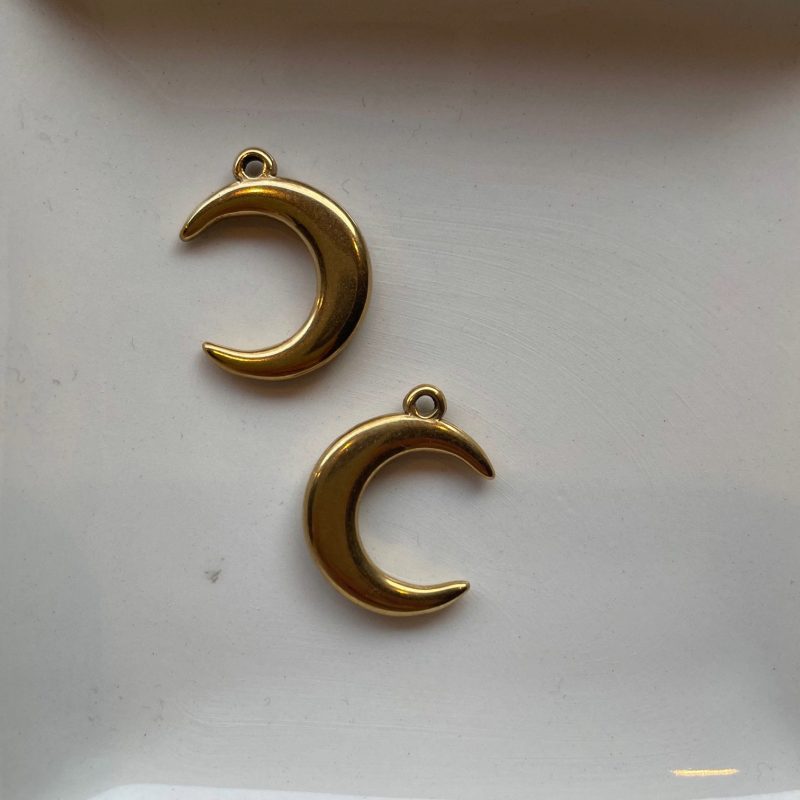 Edelstahl Anhänger Mond gold 22mm