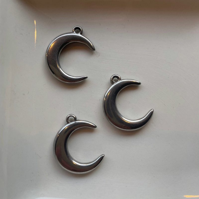 Edelstahl Anhänger Mond silber 22mm