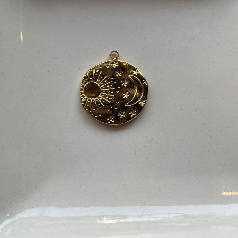 Edelstahl Anhänger Ornament rund gold 20mm