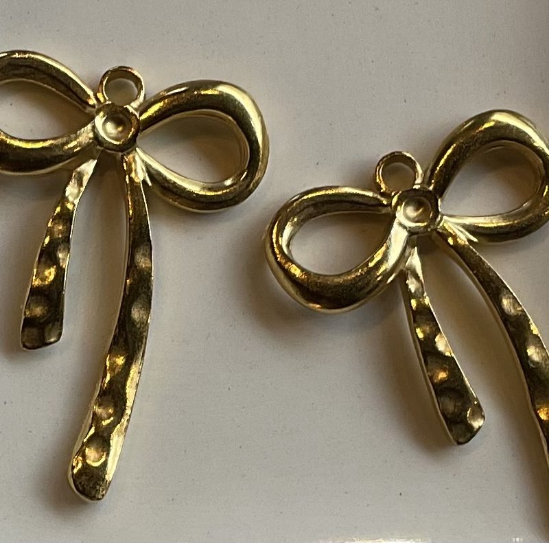 Edelstahl Anhänger Schleife gold 38mm