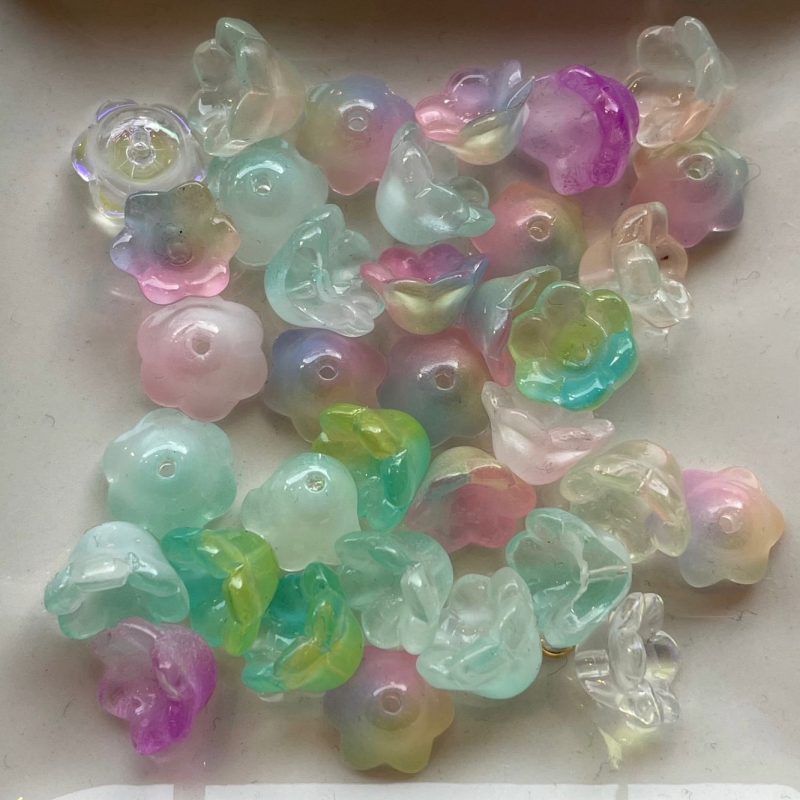 Glas Perle Blume bunt 7mm