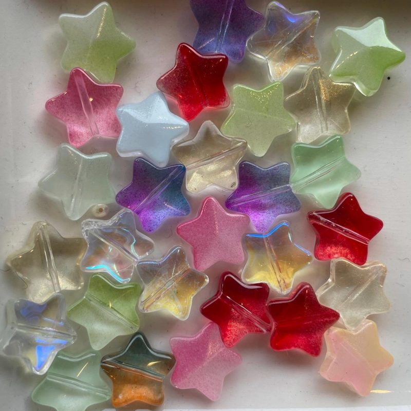 Glas Perle Sterne bunt 13mm