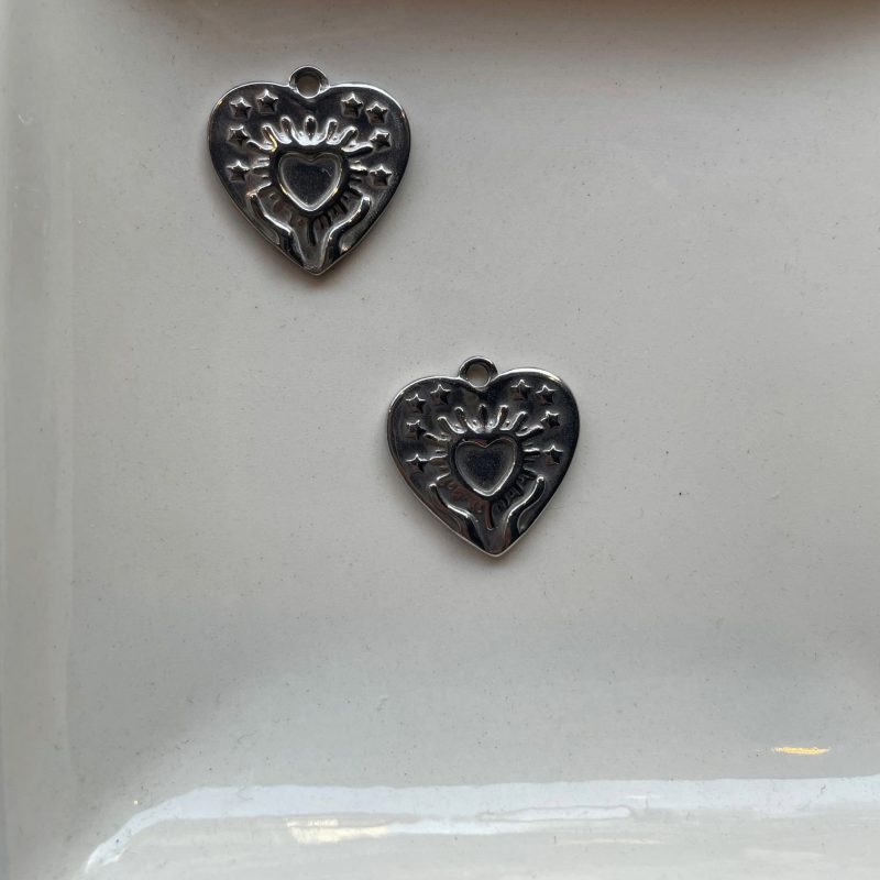 Edelstahl Anhänger Herzornament silber 17mm