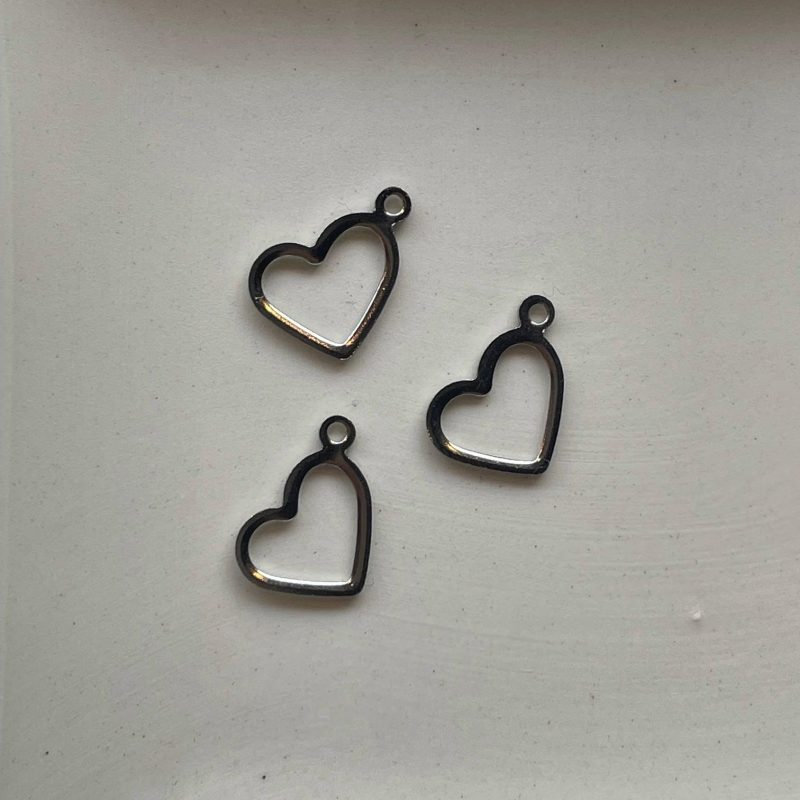Edelstahl Anhänger Herzumriss silber 14mm