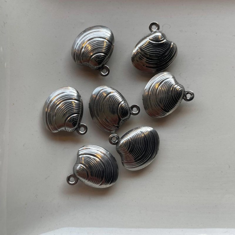 Edelstahl Anhänger Muschel silber