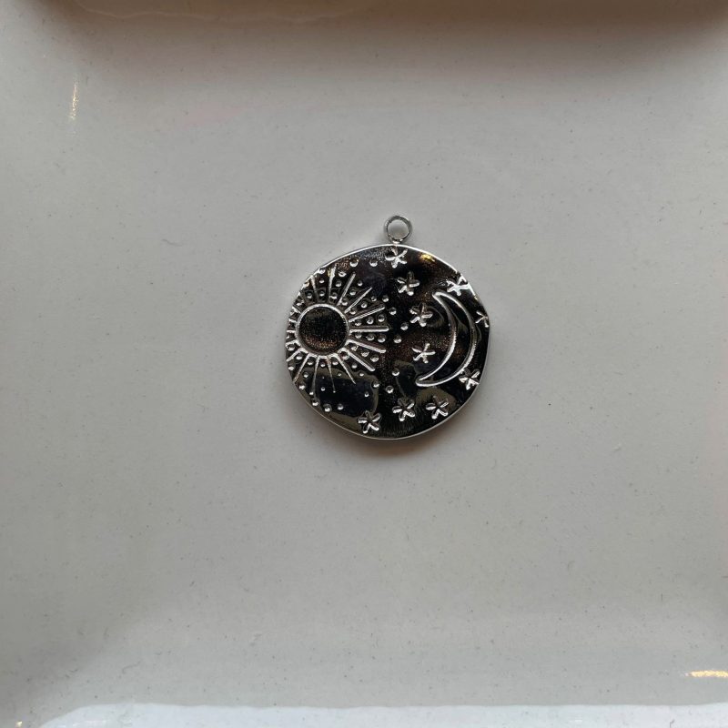 Edelstahl Anhänger Ornament rund silber 20mm