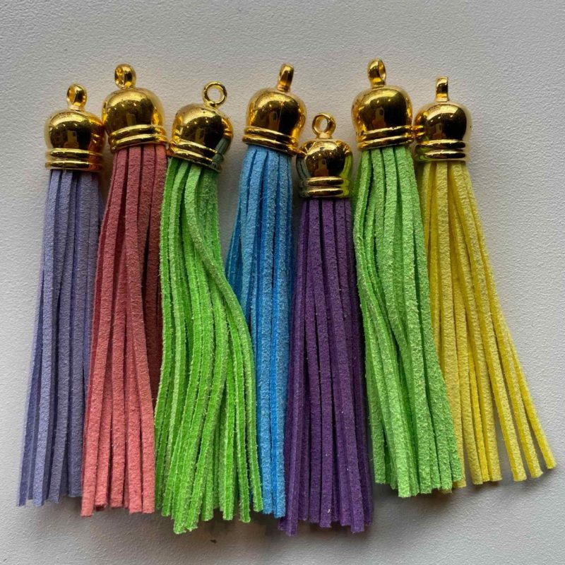 Leder Quaste bunt 8cm