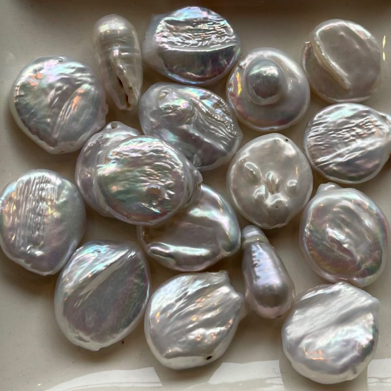 Süßwasserperle Nugget weiß 13mm