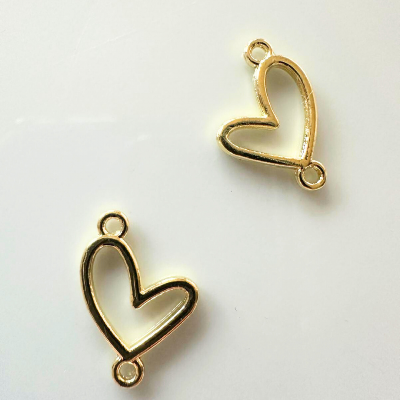 Edelstahl Anhänger Herzumriss gold mit Ösen